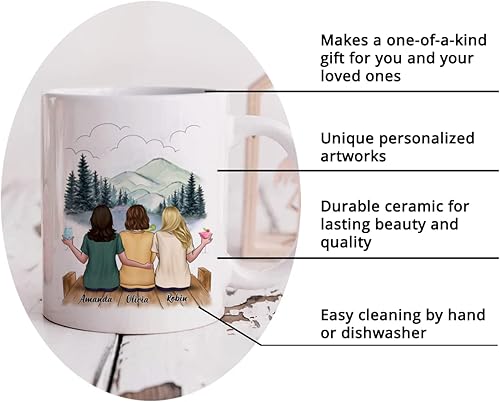 Miniatura 5 de Gossby Taza de café personalizada para hermana, regalo personalizado con diseño, nombre, 11 onzas, 15 onzas, cumpleaños, Navidad, regalo de larga