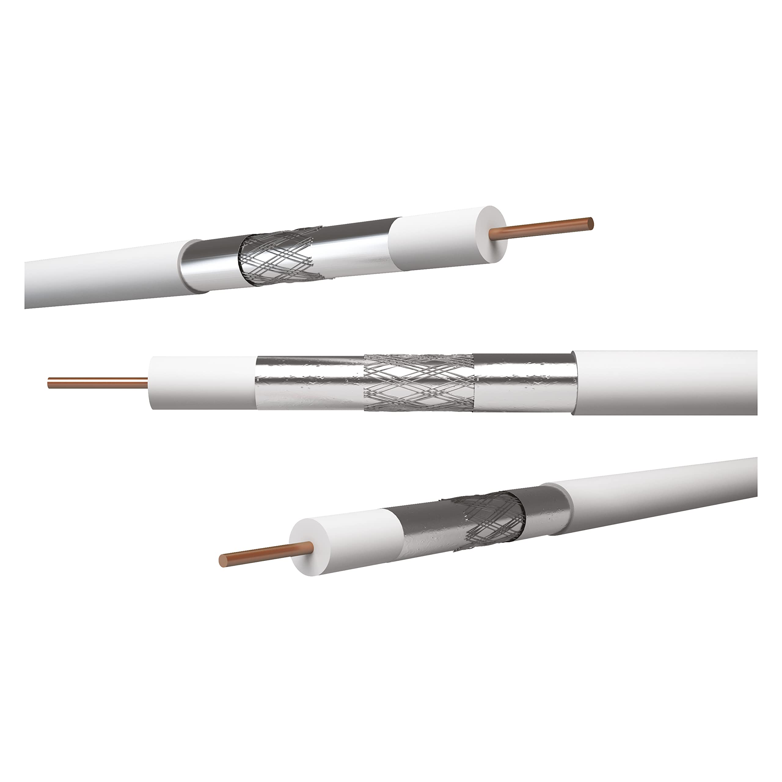 EMOS Cavo antenna 250 m, bianco, cavo coassiale per SAT, TV e CCTV, tipo CB500, cavo TV a doppia schermatura, cavo satellitare con schermatura 75 dB, resistenza 75 Ohm