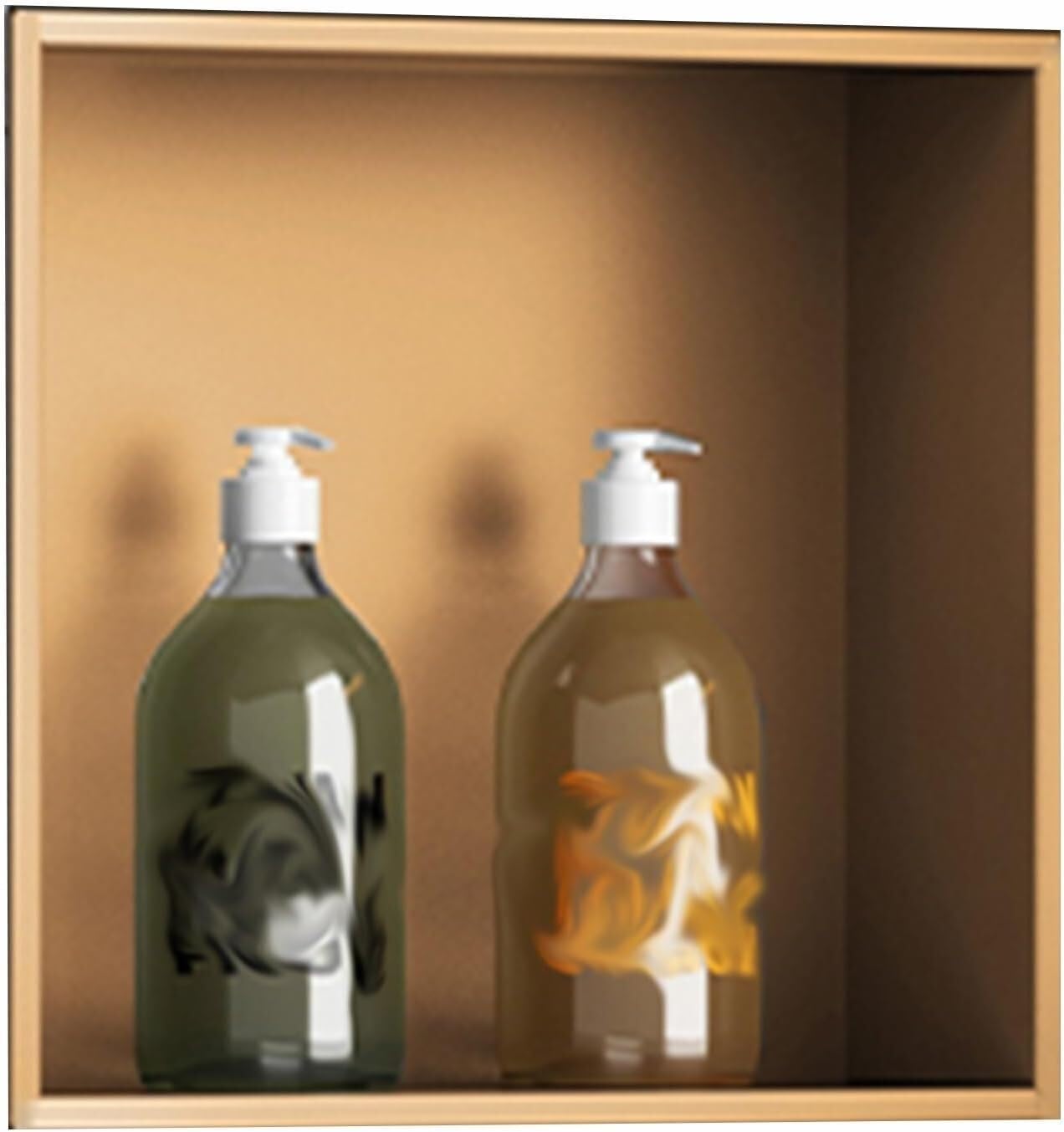 RhLLvJ Waterproof Stainless Steel Shower Niche Caddy - Recessed Organizer for Bathroom Rose Gold 32x32x13cm