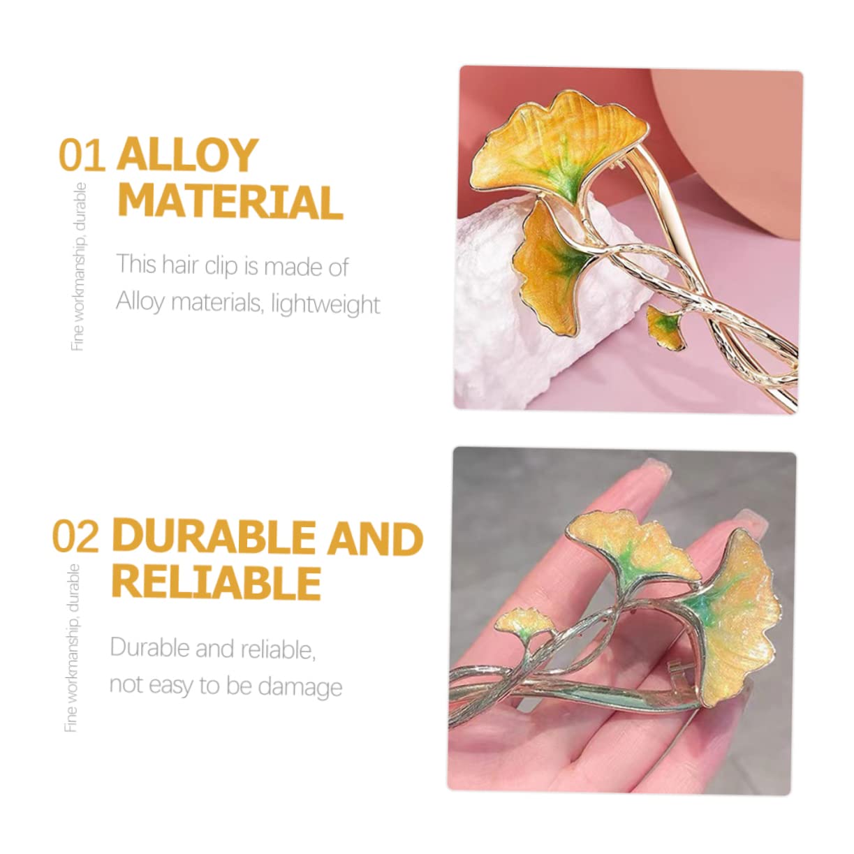 MAGICLULU 8 Piezas agarre adornos para el cabello para mujeres pinzas de garra para el cabello hair clips horquillas moño Ginkgo biloba pasadores de pelo accesorios para el cabello ginkgo
