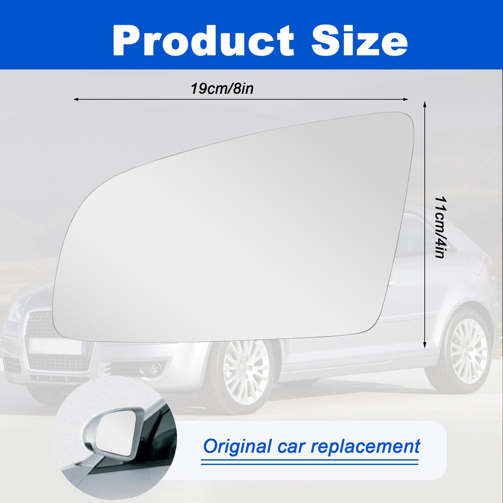 Cristal de Espejo Compatible con Audi A3/S3 2004-2008, A4/S4 2002-2008, A6/S6 2006-2008, Cristal de Espejo Exterior Hiperbólico Asférico Retrovisor Térmico