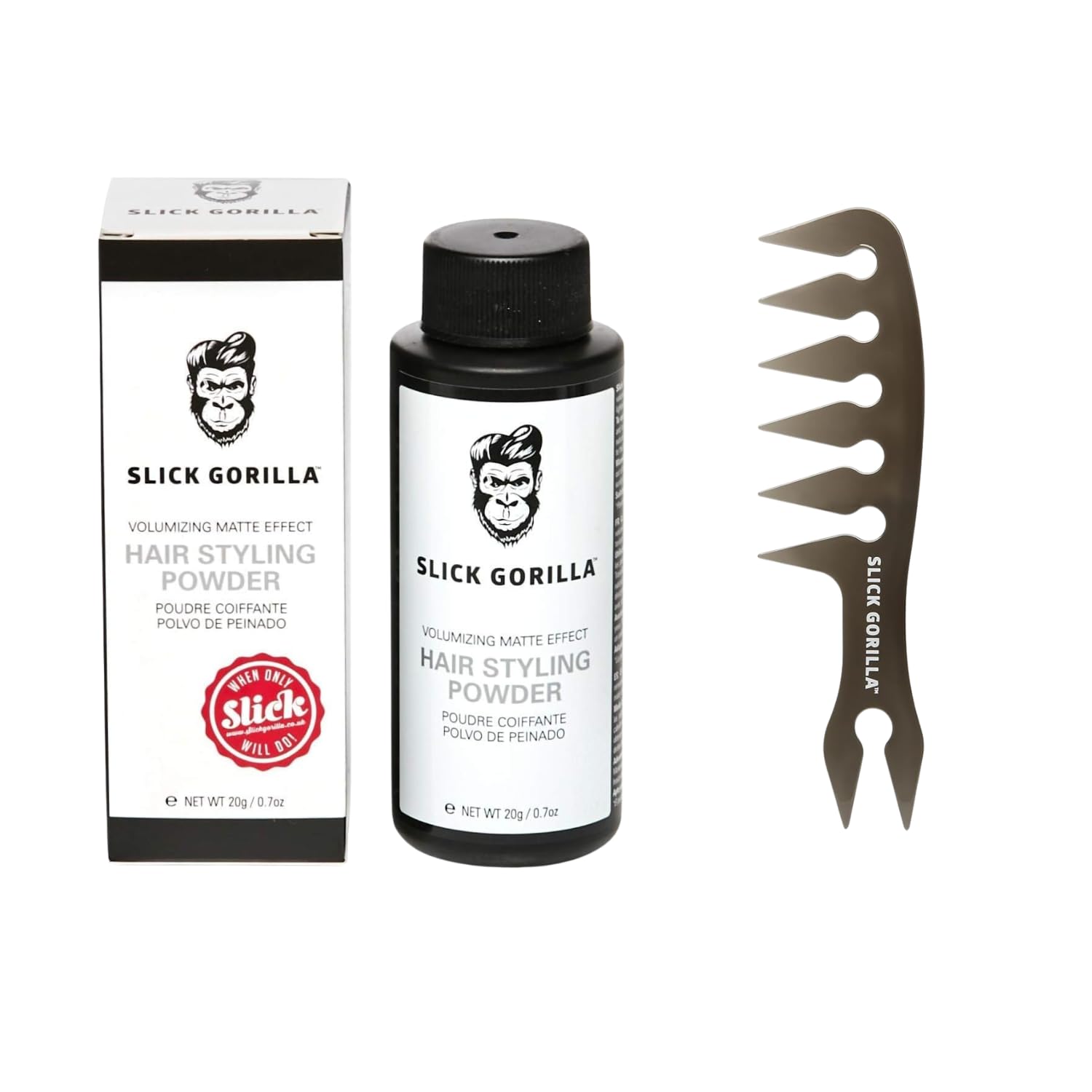 Slick Gorilla Styling Set für Männer – Textur-Kamm & Texturpuder 20 ml, Volumen, Struktur & Mattes Finish