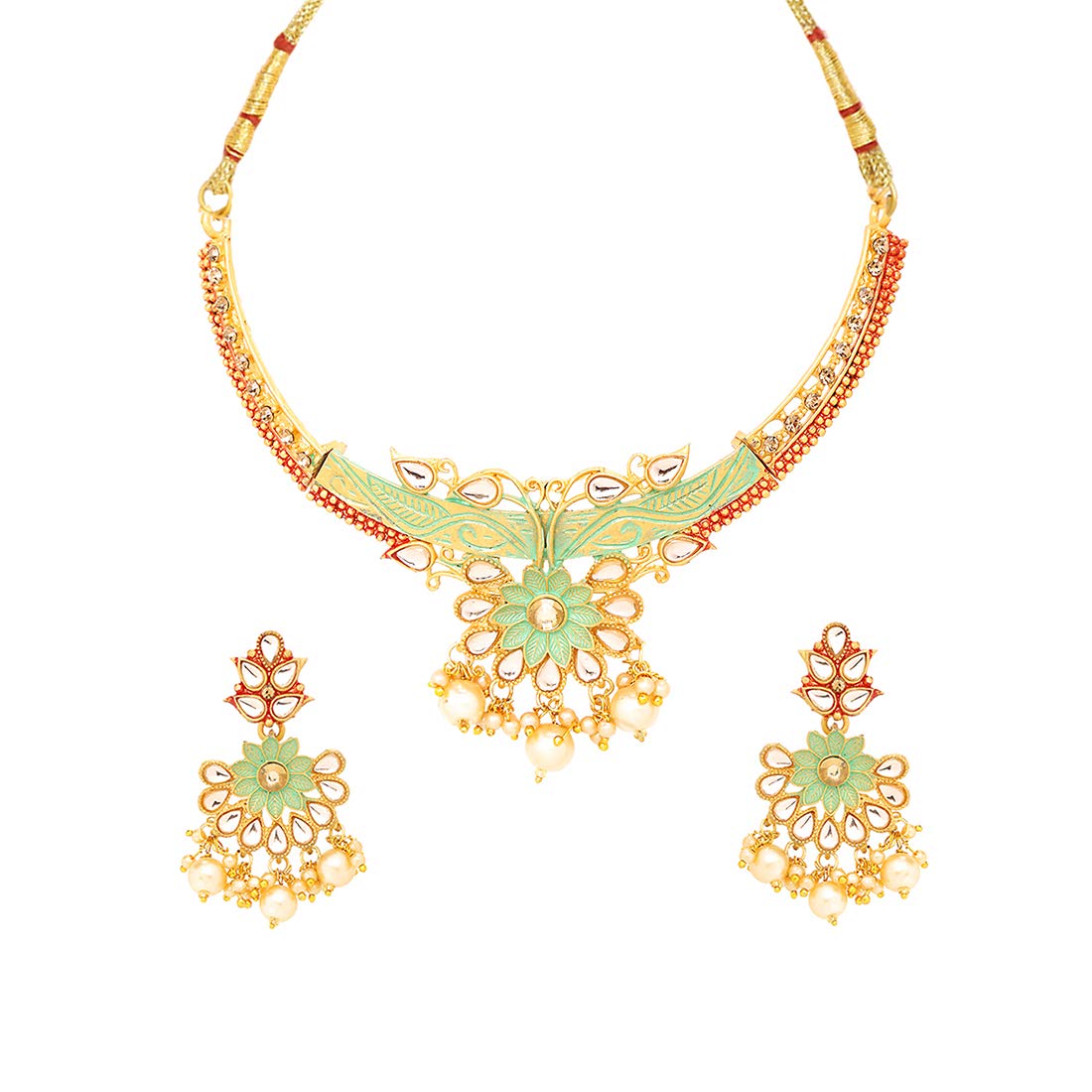 Yellow Chimes Choker Necklace Set for Women Gold Plated Meenakari Jewellery Set Traditional Floral Choker Necklace Set for Women and Girls. (B08WY8G47R) Amazon Price History, Amazon Price Tracker