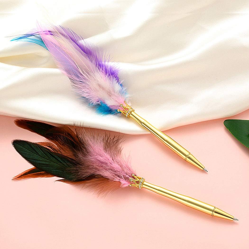 SIPLIV Feather Pen Rollerball Pen with Heartshape Decorative Base