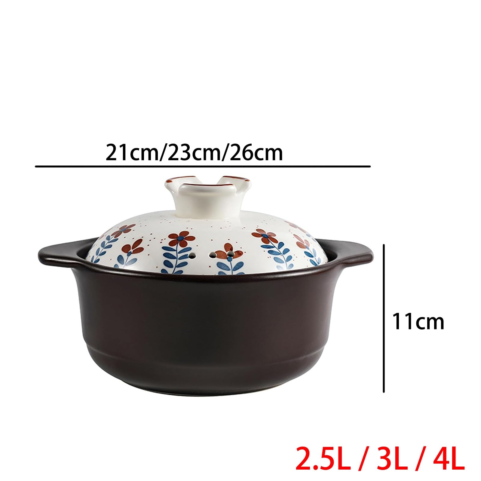 Ceramiczny garnek do gotowania, garnek do gulaszu z pokrywką, chińska ceramika do powolnego gotowania, idealny do gulaszu, zup i zapiekanek, trwały i łatwy do czyszczenia, pojemność 3,5 l