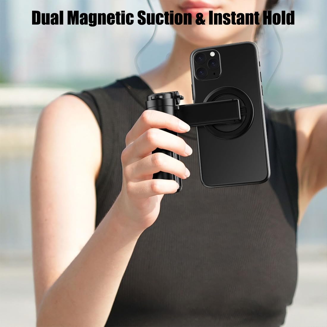 Bastone per selfie magnetico multifunzione 4 in 1, rotazione a 360°, treppiede portatile da viaggio con telecomando Bluetooth, per tutti i telefoni cellulari, registrazione video e vlogging (1 pezzo)