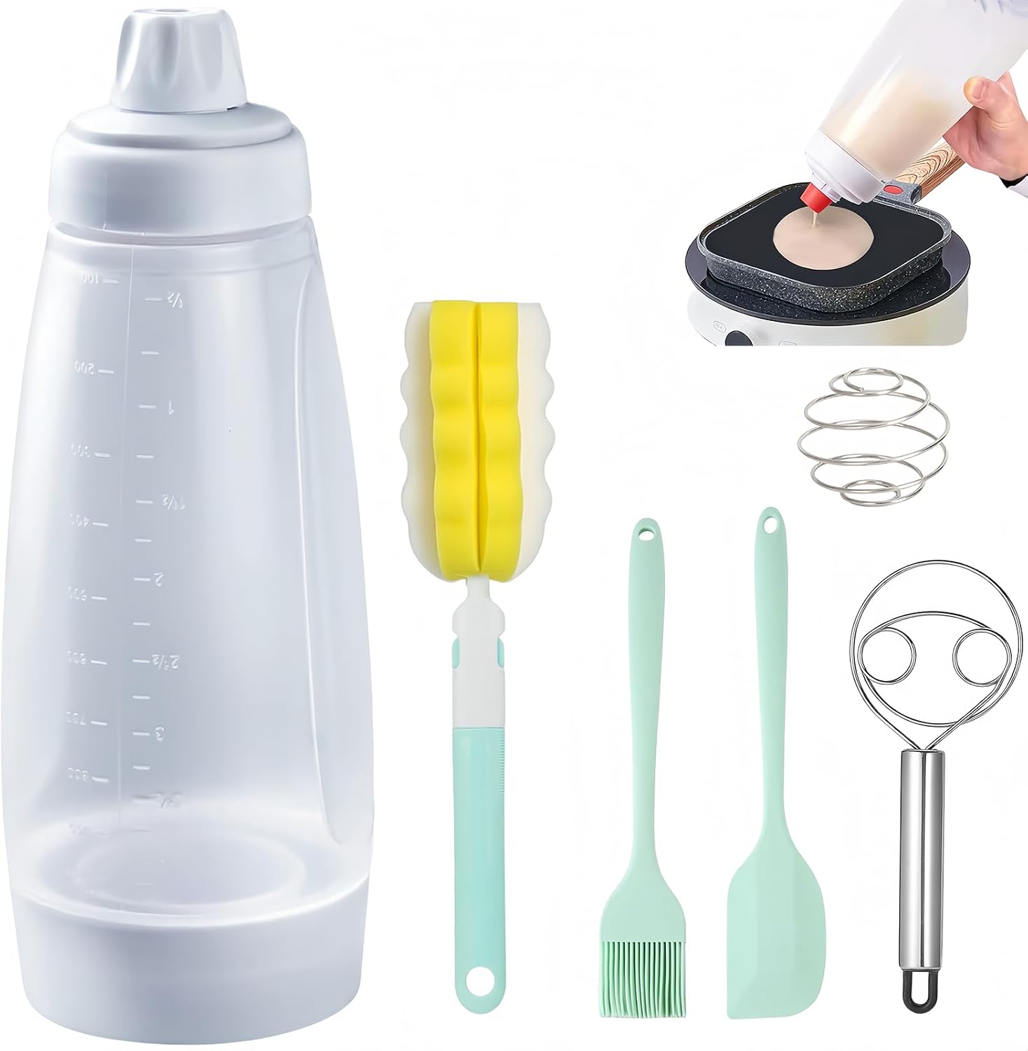 Pancake Batter Dispenser Bottle Kit (White)