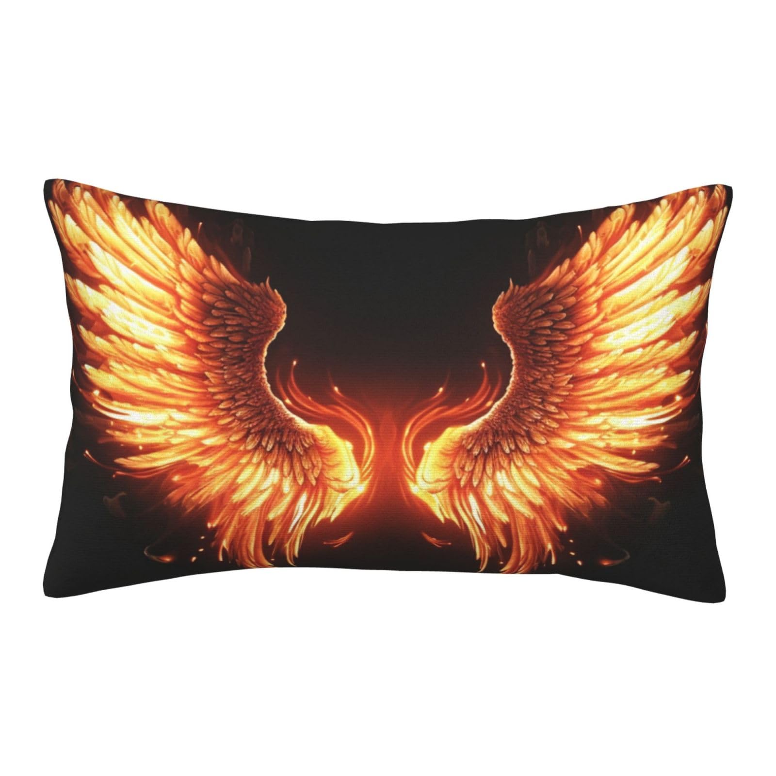 Velvet Pillowcases 20"x30" Ultra Soft Breathable Pillow Cases, Luxury Fuzzy Throw Pillow Covers with Zipper, Fire Angle Wings Pillow Shams All Seasons Decorative Cushion Cases for Couch