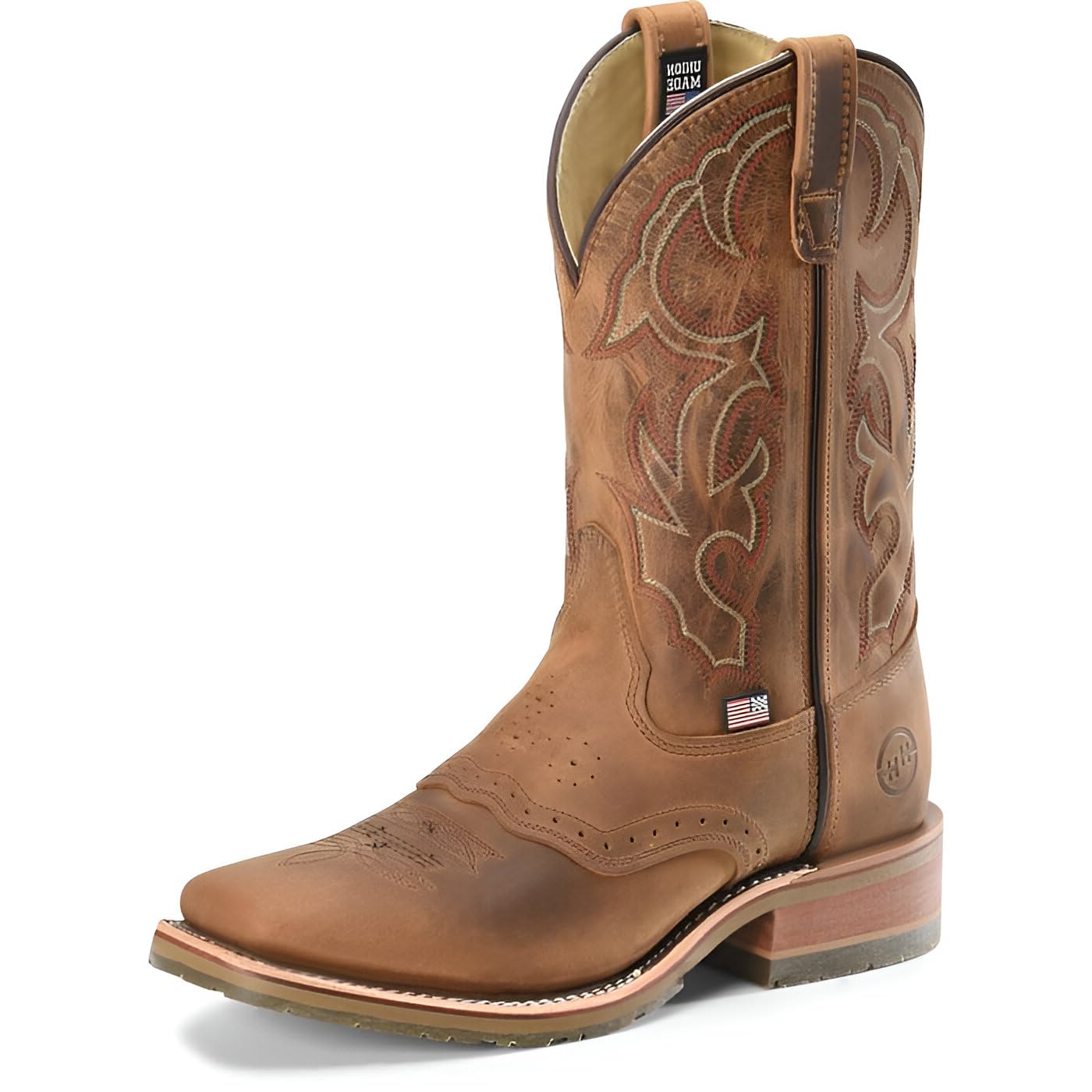DOUBLE-H11" Jase Square Toe Western Boots for Men - Texon Insole with Cork Inlay, Oil- and Slip-Resistant I.C.E. Outsole, EH-Rated and Made in USA