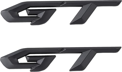Paquete de 2 calcomanías de aleación de aluminio 3D con emblema de metal GT para decoración para autos, camiones, SUV (negro)