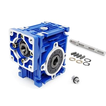 CNCTOPBAOS NMRV030 Worm Gearbox Speed Reduction Ratio 201 with Double Output Shaft, RV30 NMRV30 Worm Gear Speed Reducer for Nema23 Stepper Motor 11mm Input Shaft, 14mm Output Shaft