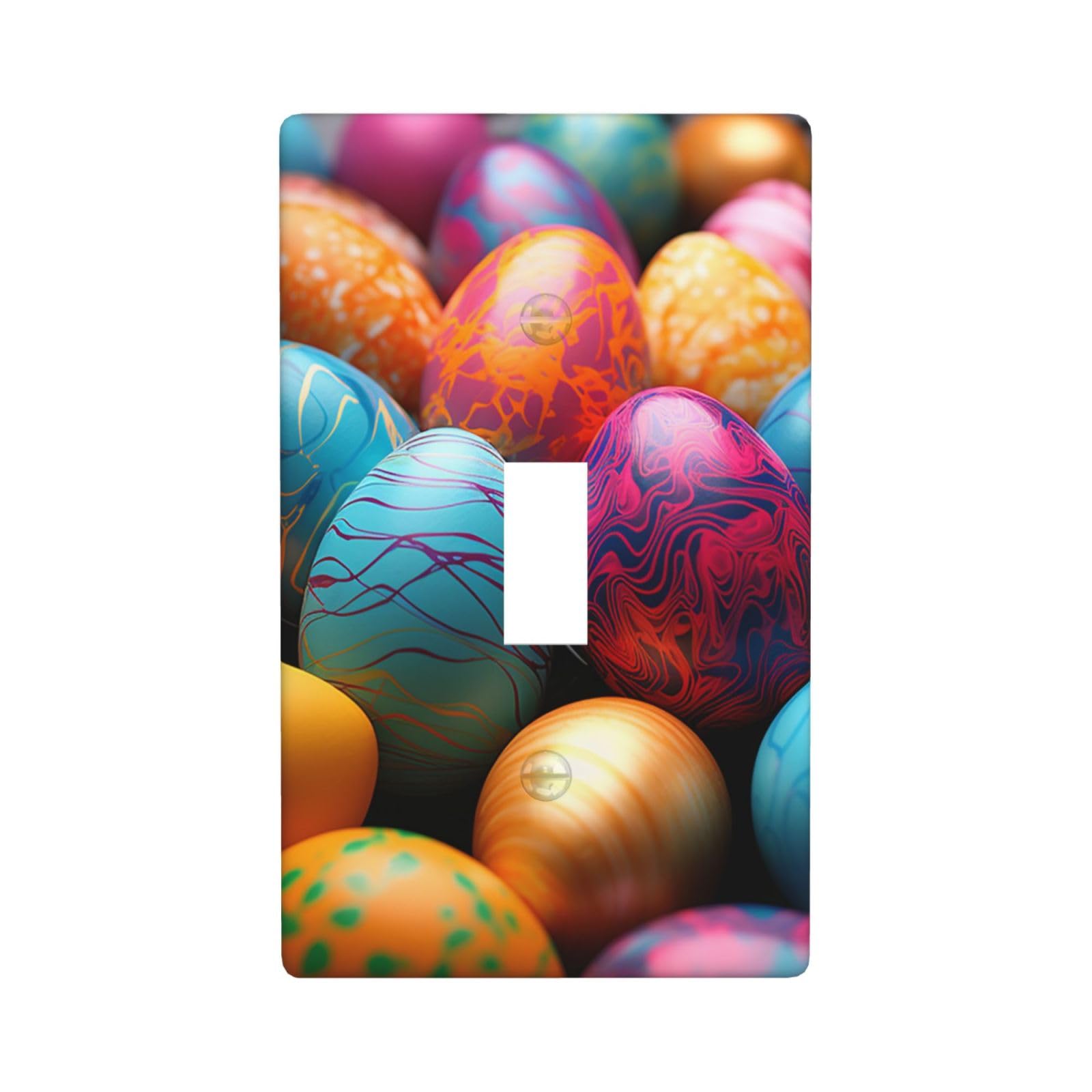 1-Gang Decorator Wall Plate Easter Day Colorful Eggs Light Switch Cover Single Toggle Receptacle Outlet Wall Plate 4.5" x 2.8" Wallplate Unbreakable Polycarbonate Outlet Faceplates Covers