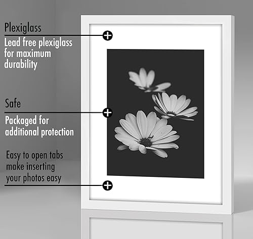 Vista 401 de Americanflat Portarretratos de 5 x 6 pulgadas con plexiglás pulido, juego de 5 portarretratos de 2 x 3 pulgadas con paspartú o para fotos de 5 x 6