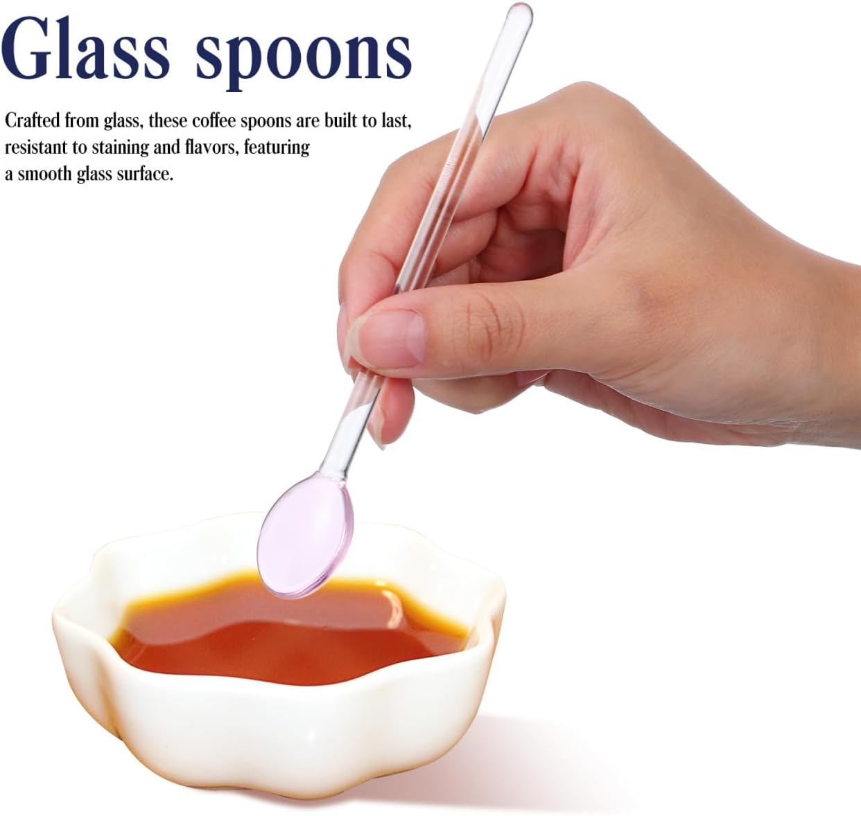 PRETYZOOM 6 Pcs Glass Stirring Spoons Long Handle Coffee Stirring Spoon Set for Tea Drinks Cocktails Honey and Kitchen Mixing Random Color