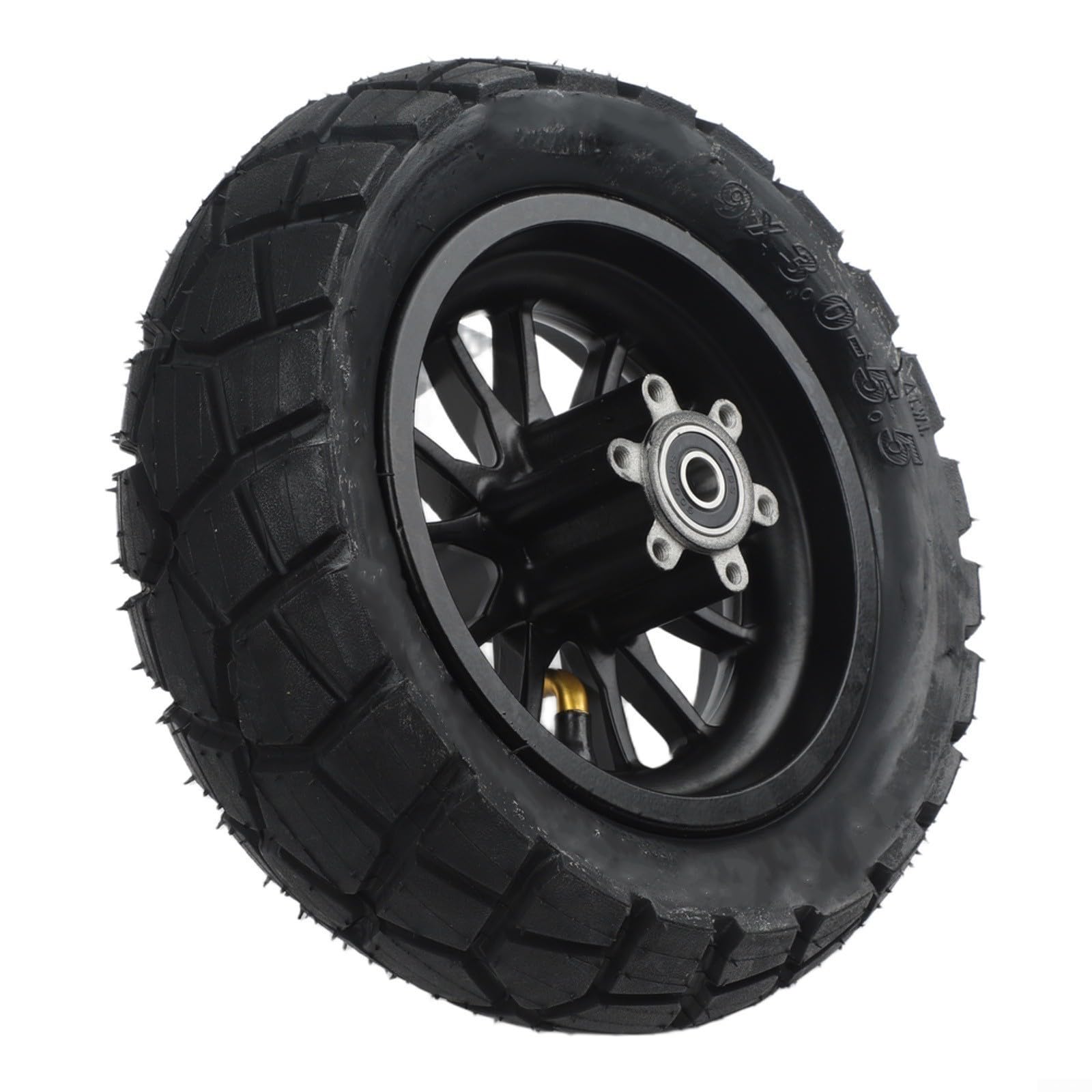 Roue de moyeu de trottinette électrique, pour Kukirin G2 Pro DB, 9 x 3,0–5,5, pneus sans chambre à air, kit de remplacement avant et arrière (roues + pneus noirs)