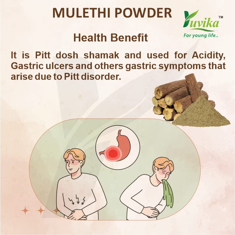 Yuvika Mulethi Powder - Glycyrrhiza Glabra - Yashtimadhu - Jeshthamadha - Licorice Root 100 Grams - Image 7 thumbnail