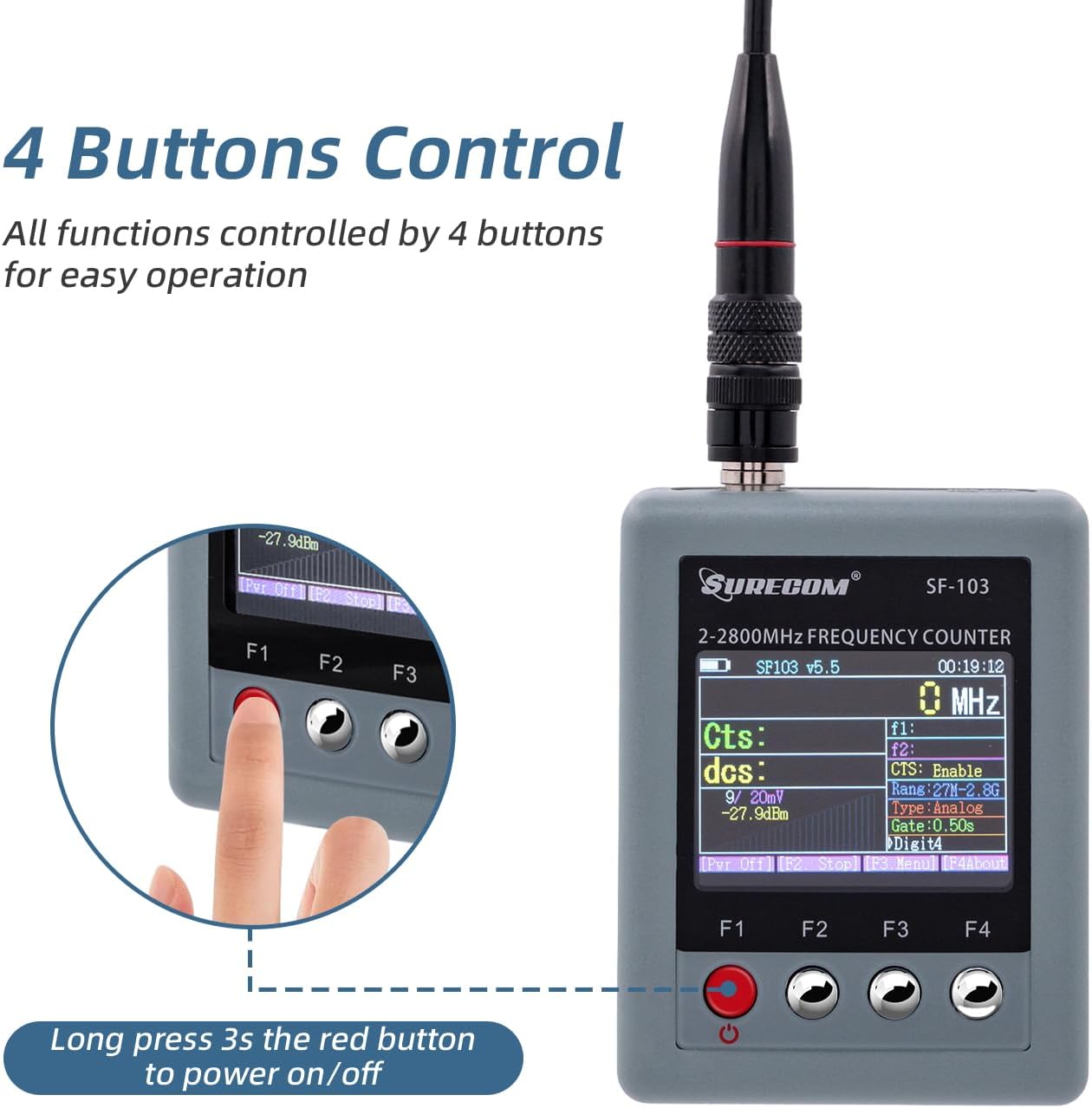Mcbazel Surecom SF-103 Handheld 2mHz -2.8GHz Walkie Talkie 2-Way Radio Frequency Counter