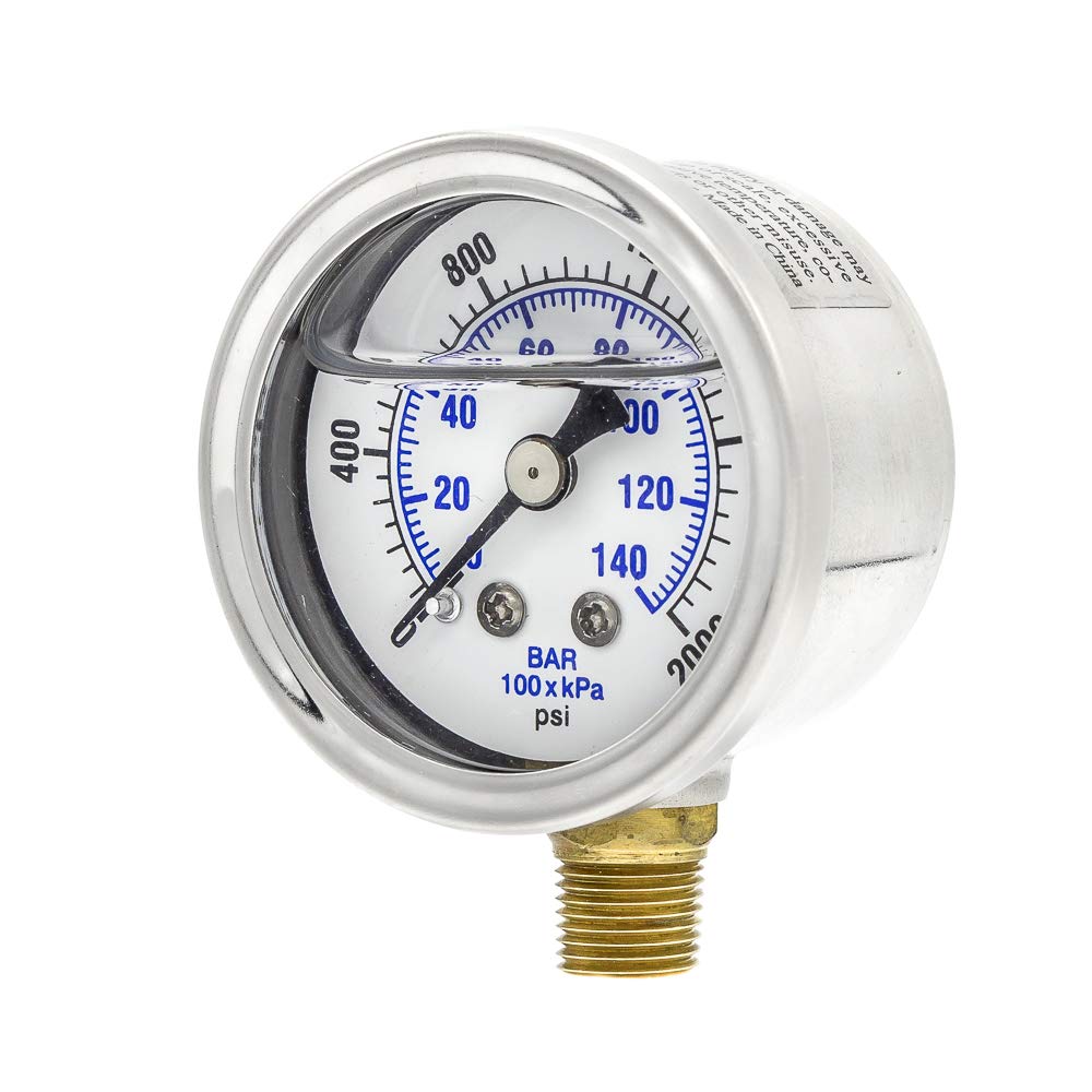 2 Pack of Liquid Filled Lower Mount Pressure Gauge with 1.5