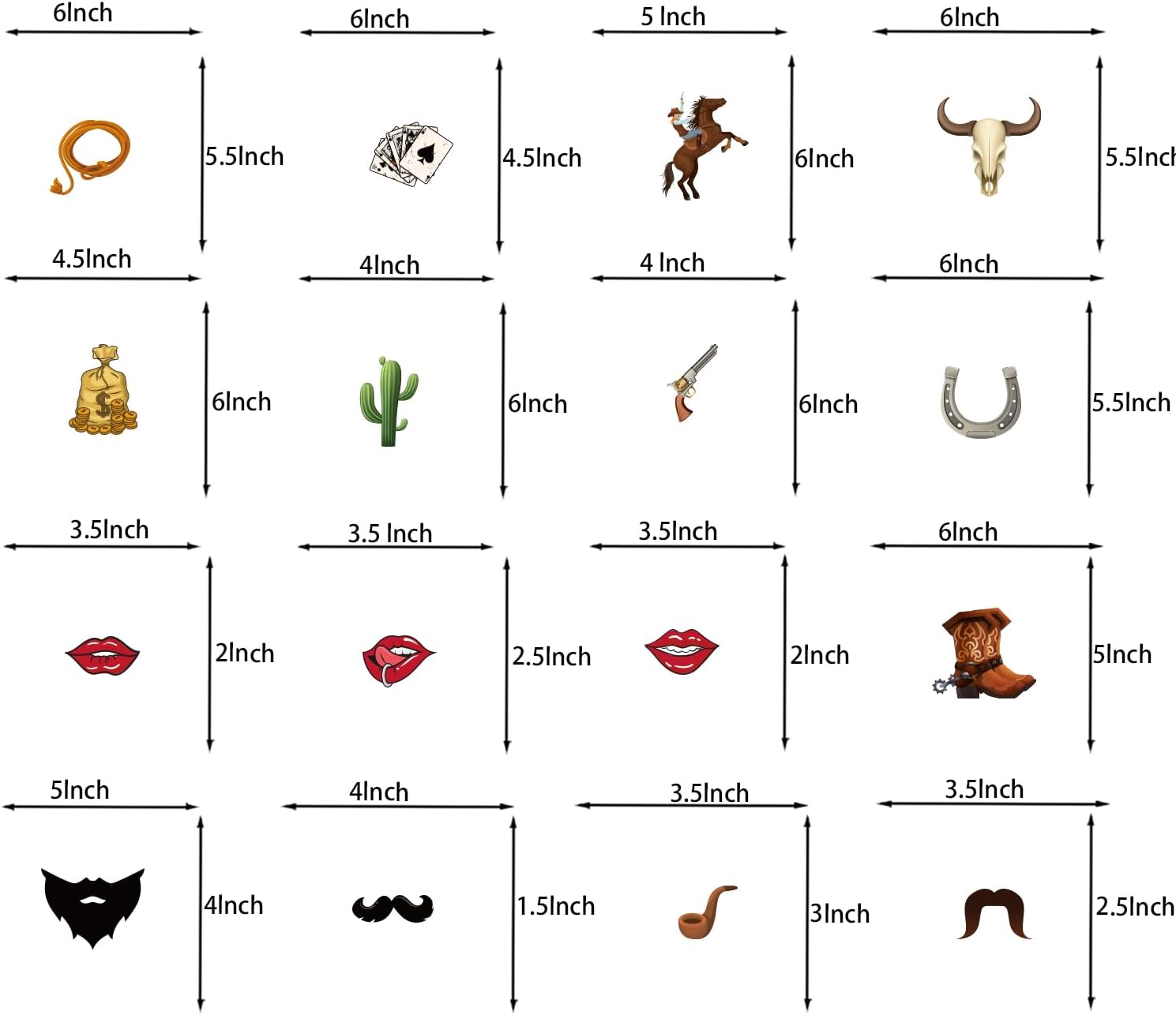 36Pcs Country Party Decorations Photo Booth Props, Western Photo Booth Props for Western Party Decorations, Wild West Cowboy for Cowboy Party