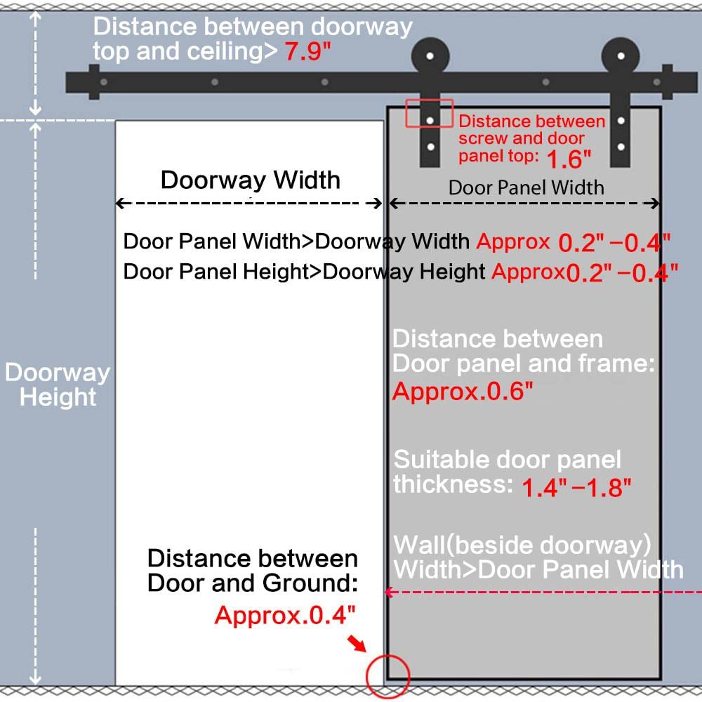 Yaheetech 8Ft Heavy Duty Sliding Barn Door Hardware Kit Single Door