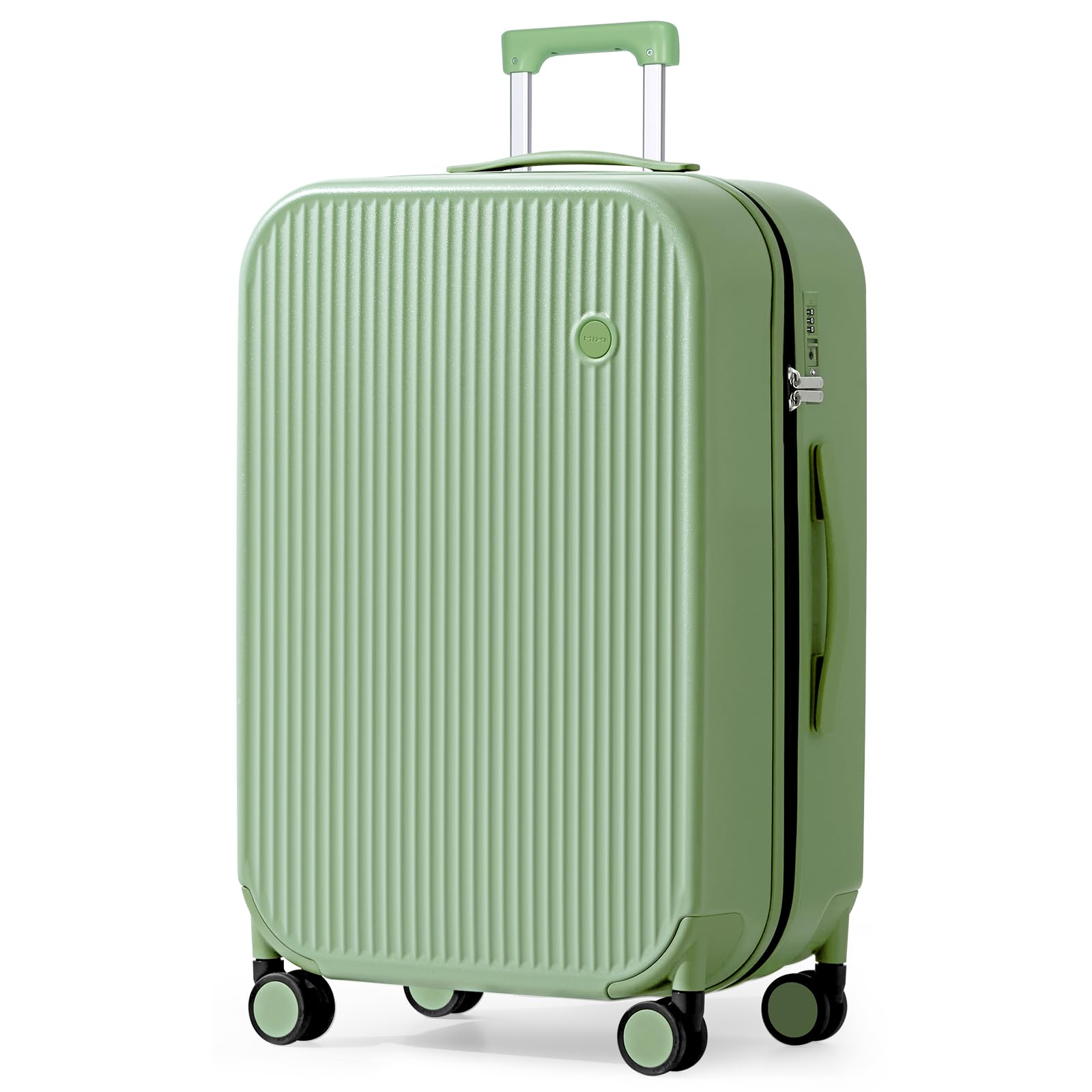 mixi 26 Inch Large Checked Luggage PC Hardshell Suitcases with Wheels for Travel Woman Men, Avocado Green