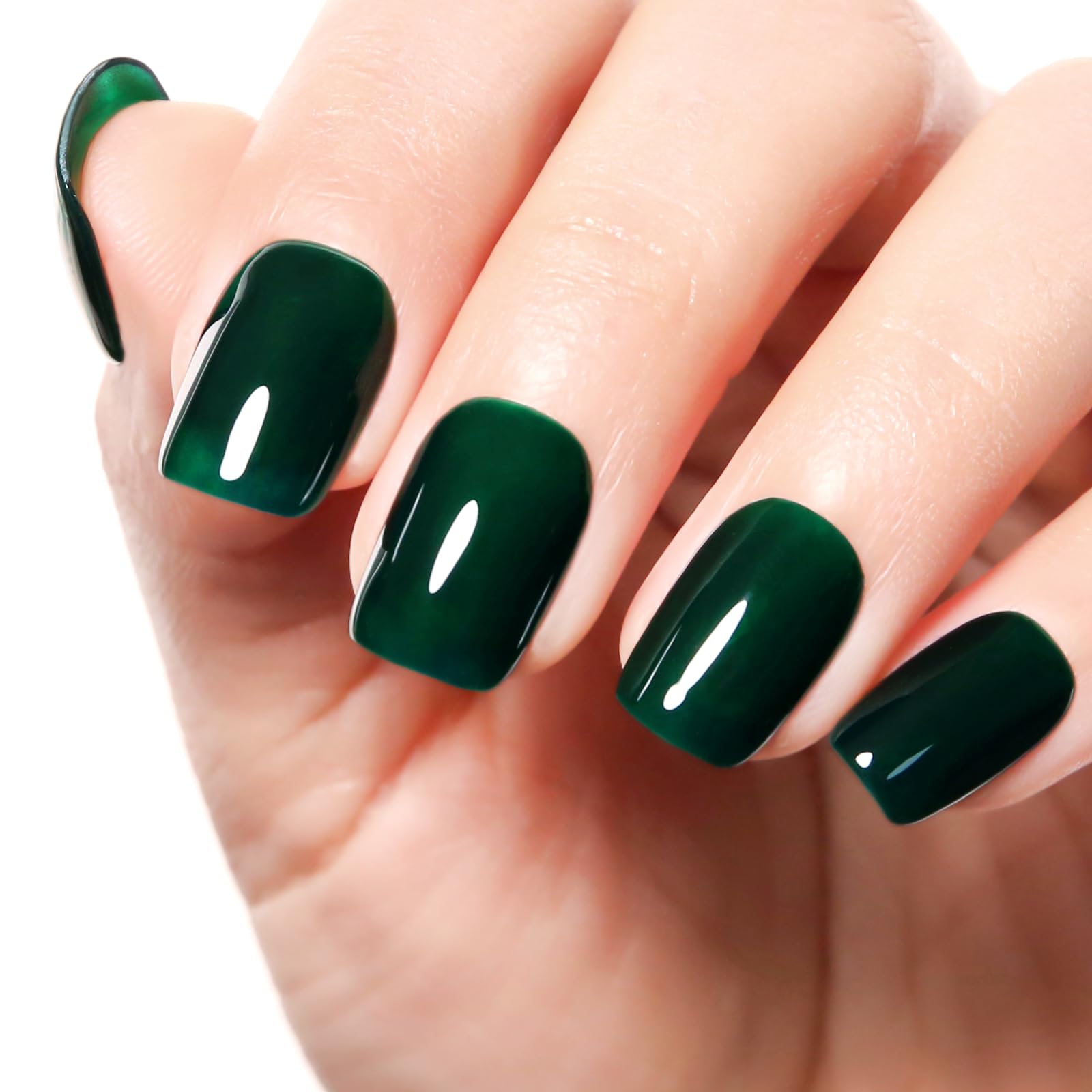 Firedeep Jelly Deep Green Gel Nail Polish,0.54 Fl Oz Dark Green Gel Polish for Autumn and Winter 1Pcs