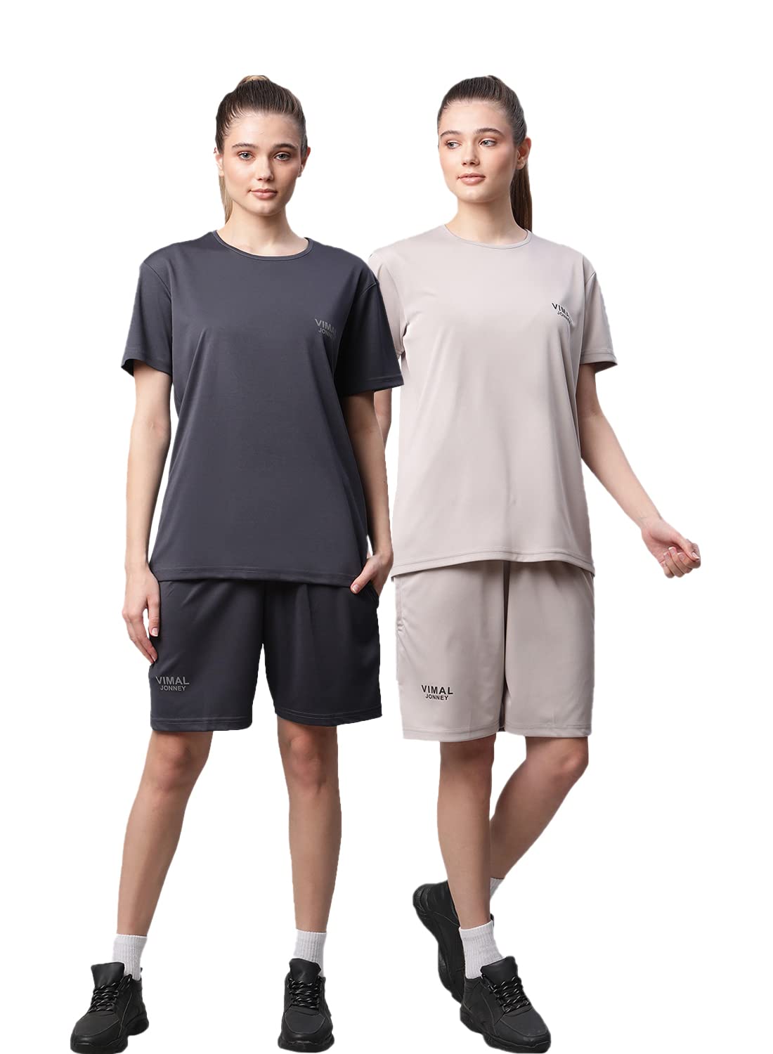 mack jonney Women Polyester Blend Dryfit Lycra Solid Tracksuit Co-Ord Sets (Pack Of 2)-Dryfit_T_D11_Blk_Blu_004-P-picture-14