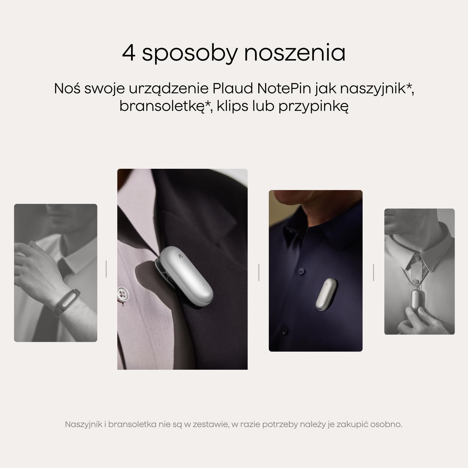 Plaud NotePin Dyktafon AI Wearable Transkrypcja i Podsumowania | Dyktafon AI, 2 Akcesoria, dla Profesjonalistów, Spotkania, Wywiady, Wykłady, Teams, 112 Języków, Find My