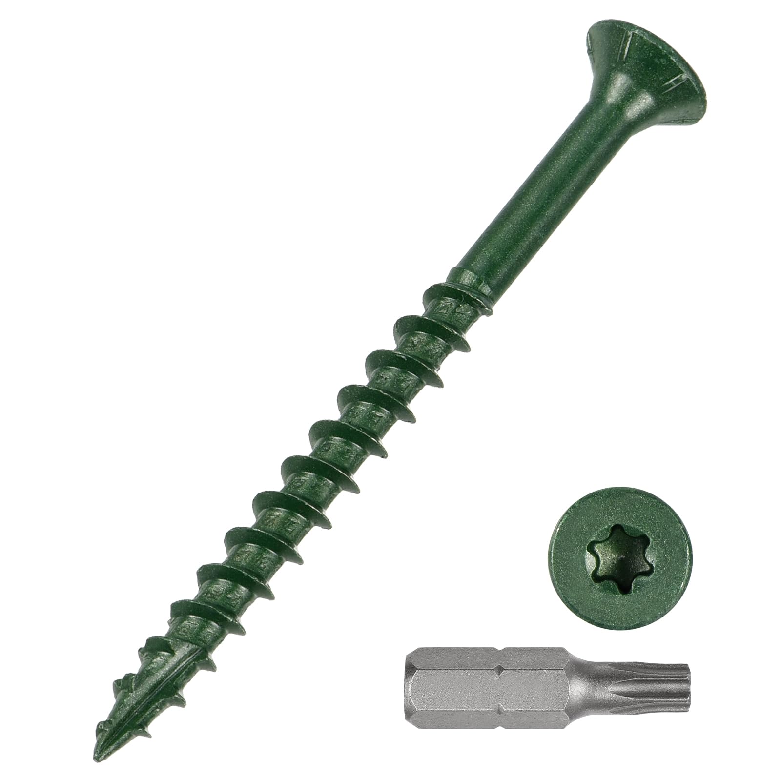 METALLIXITY Deck Screws (#10x2-1/2") 80Pcs, Carbon Steel Wood Screw Decking Screws Epoxy Coated with T25 Torx Drive Head