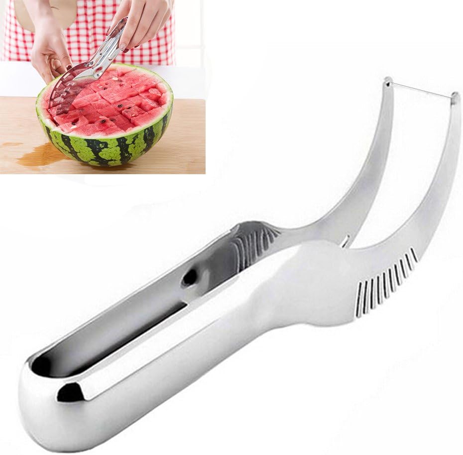 Watermelon Slicer Cutter,304 Stainless Steel Cantaloupe Cutter Melon Fruit Slicer and Corer Kitchen Tool