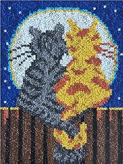 Latch Hook Rug Kit, DIY Rug Making Kit for Adults Kids, Tiger Rug Making Kits, Cross Stitch Kit Carpet Making Cushion Needlework for Beginners, Home Decor, Tiger 60x42 cm