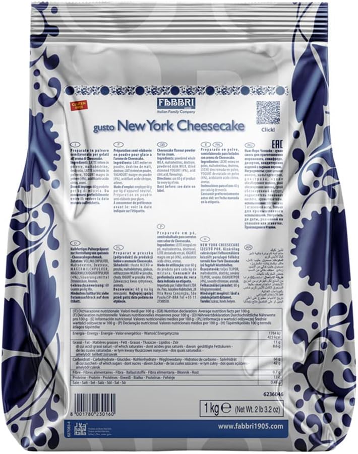Fabbri New York Cheesecake, Flavoring Powder for Gelato and Ice Cream, 2.2lb