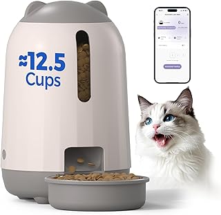 PAPIFEED Comedero automático para gatos, 2.4G WiFi dispensador automático de comida para gatos con control de aplicación, alimentador automático de 3 litros con doble fuente de alimentación