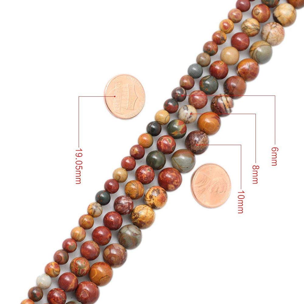 Genuine Picasso Jasper Beads for Jewelry Making Gemstone Semi Precious Stone Round 6mm Strand 15"(60-62pcs) — view 4