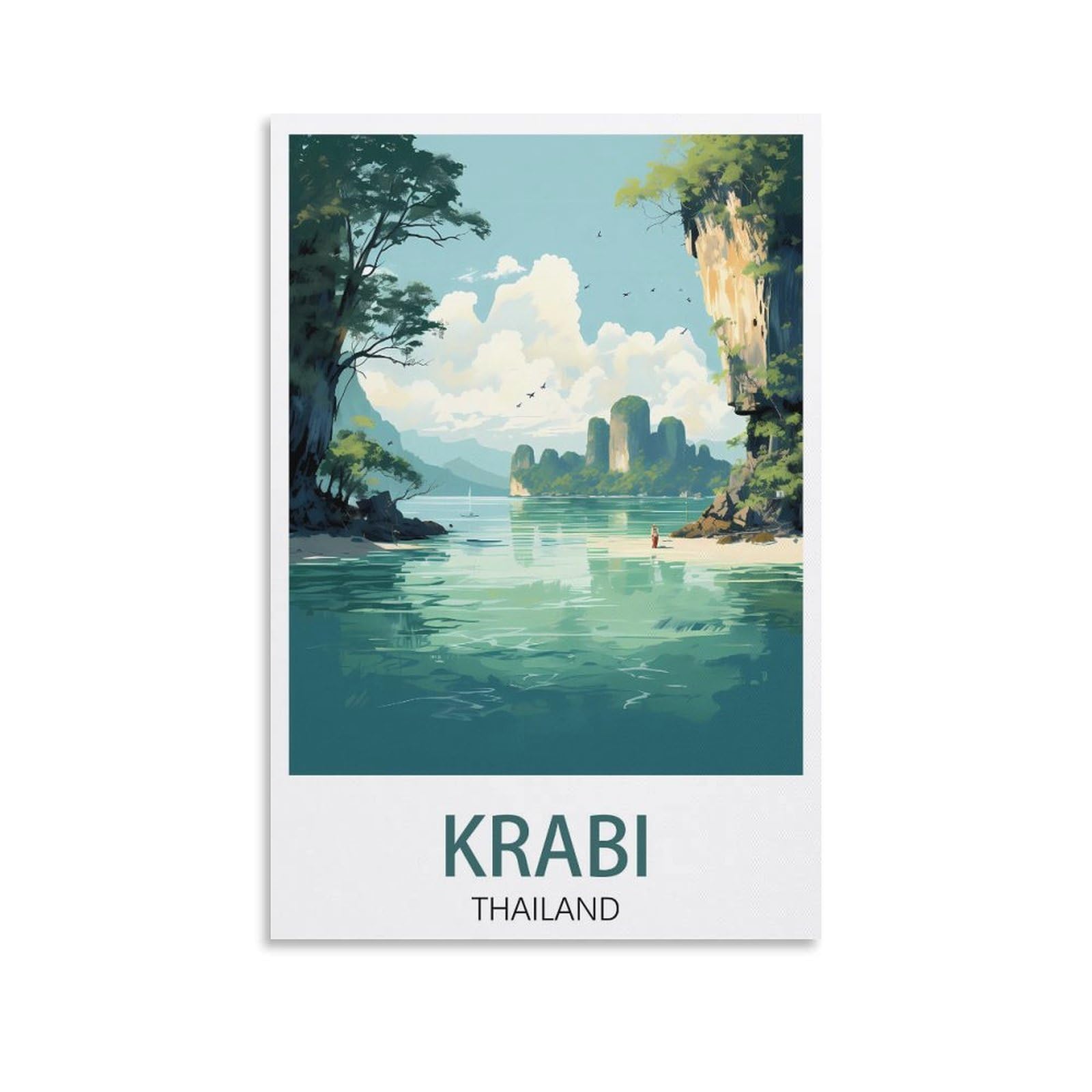 GuYaNa Krabi Thailand Vintage Travel Posters Lake 08x12inch(20x30cm) Canvas Wall Art Print Painting for Wall Decor Living Room Bedroom