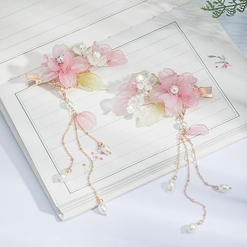 Miniatura 4 de 2pcs Retro Rosa Flor Horquilla Duckbill Clips Pasadores de Pelo Borla Colgante Accesorios para el Cabello MGPFERD