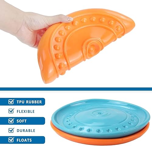 Miniatura 5 de Juguete de disco volador suave para perros masticadores agresivos, unisex, naranja, impermeable, grande, 9 pulgadas, redondo, al aire libre, tema de