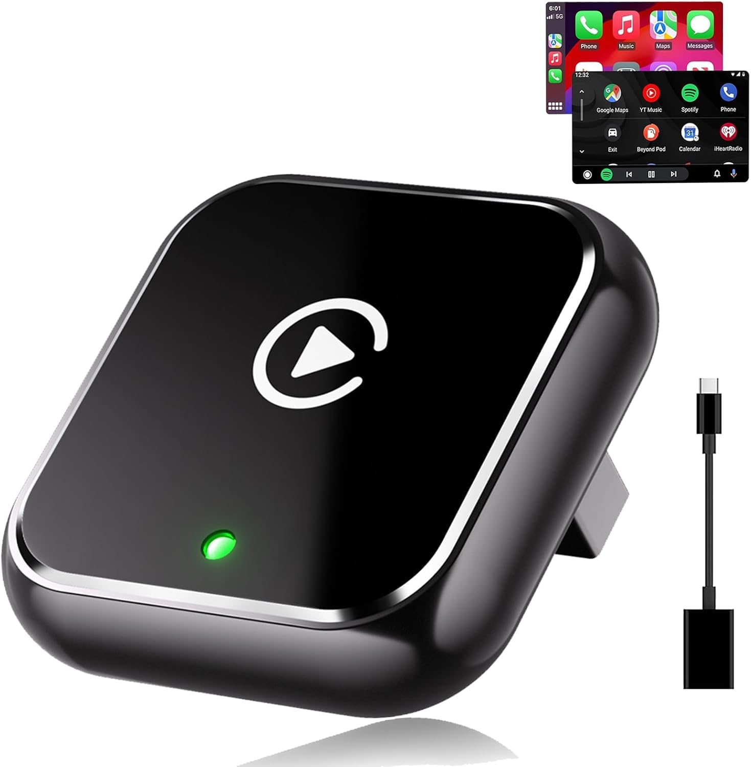 CarPlay sans Fil 2 en 1 pour Apple CarPlay/Android Auto,Mini Adaptateur sans Fil pour iPhone/Android et Plus de 927+ Voitures,Bluetooth 5.3 et WiFi 6,sans décalage,Plug and Play,Connexion Automatique