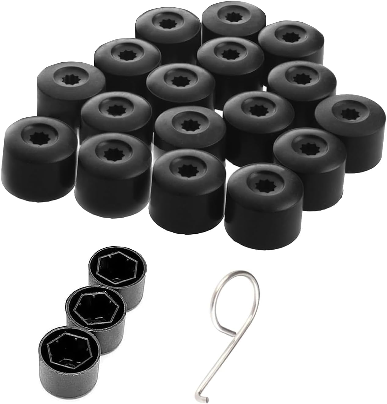 20 PCS Car Wheel Lug Nut Covers, Lug Nut Covers Caps with Removal Tool, Universal Wheel Center Bolt Caps for VW/Jetta/Beetle/Passat/GTI/CC (Black)