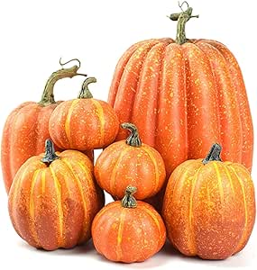 Foam Pumpkins For Crafts 7 PCS Artificial White Pumpkins, Assorted Sizes Fake Pumpkins Faux Rustic Harvest Pumpkins Carvable Foam Pumpkin