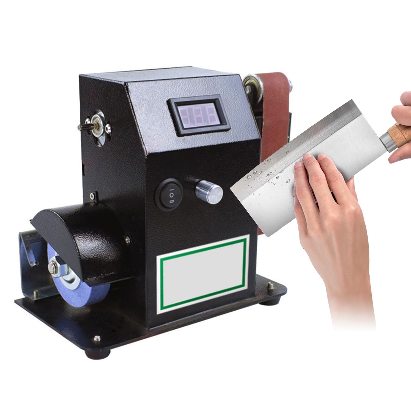 Pocduua Black Mini Table Rock Lapidary Polisher, 180W Bench Lathe Rock Lapidary Polisher Buffer With Intelligent Digital Display, Speed 0-2600R/Min, Adjustable Water Flow For Cutting Grinding,