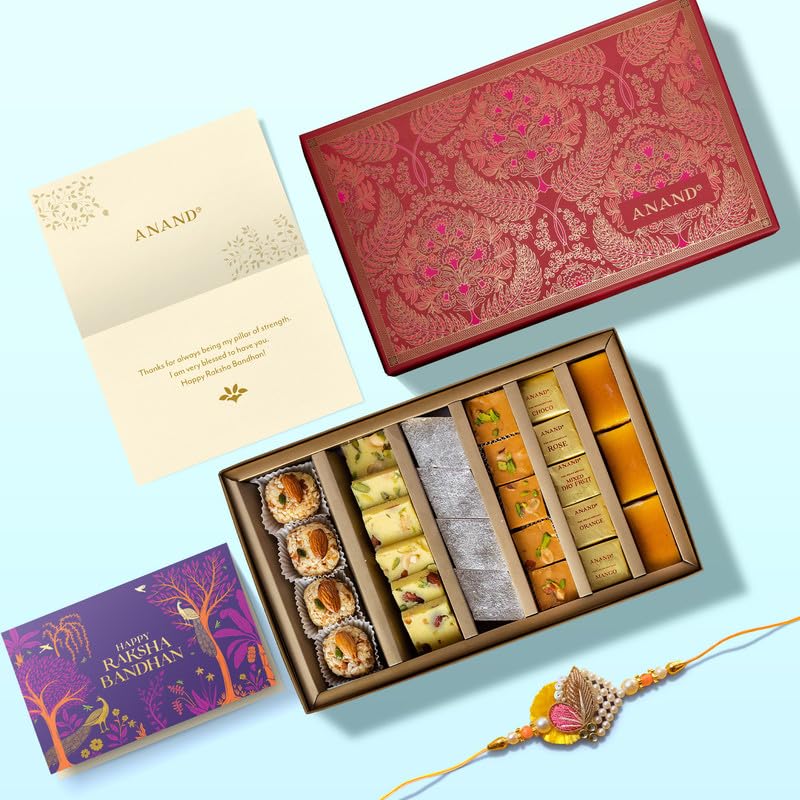 Image of ANAND Raksha Bandhan Special Timeless Elegance 750g Sweets Gift Box Set | Premium Indian Traditional Mithai Hamper | Perfect Festival Gift for Brother, Family & Friends | Delicious Celebration Treat