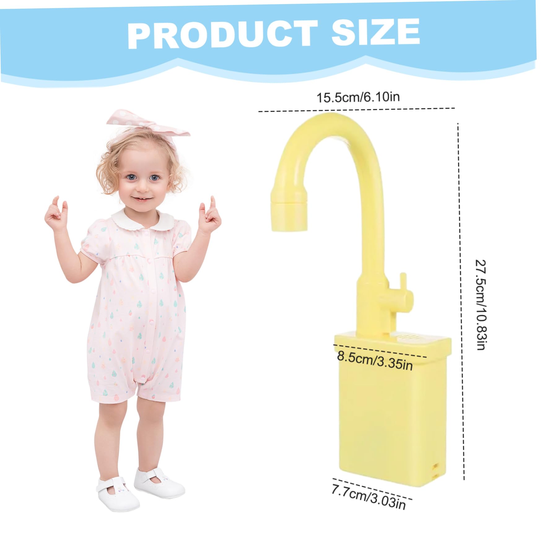 Robinet d'évier de Jeu – Robinet de Remplacement en Plastique pour évier Jeu, Accessoire Maison 6, 1 x 10, 8 pour garçons et Filles, Tout-Petits, Jaune