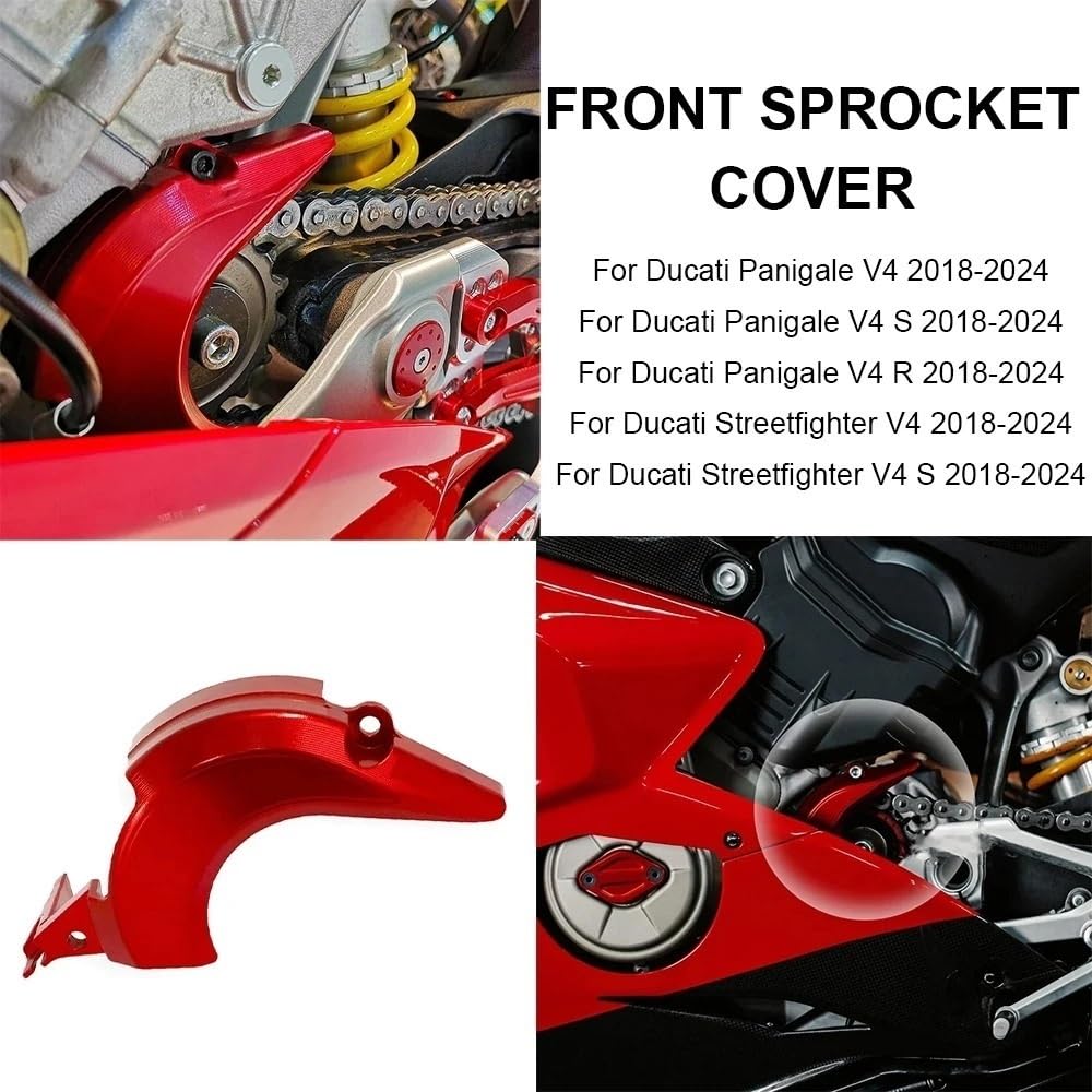 Motocyklowego Łańcucha Ochraniacz Do Ducati Streetfighter V4 S Panigale R | Osłona przedniej zębatki motocykla Obudowa Saver Protector Osłona łańcucha(Red)