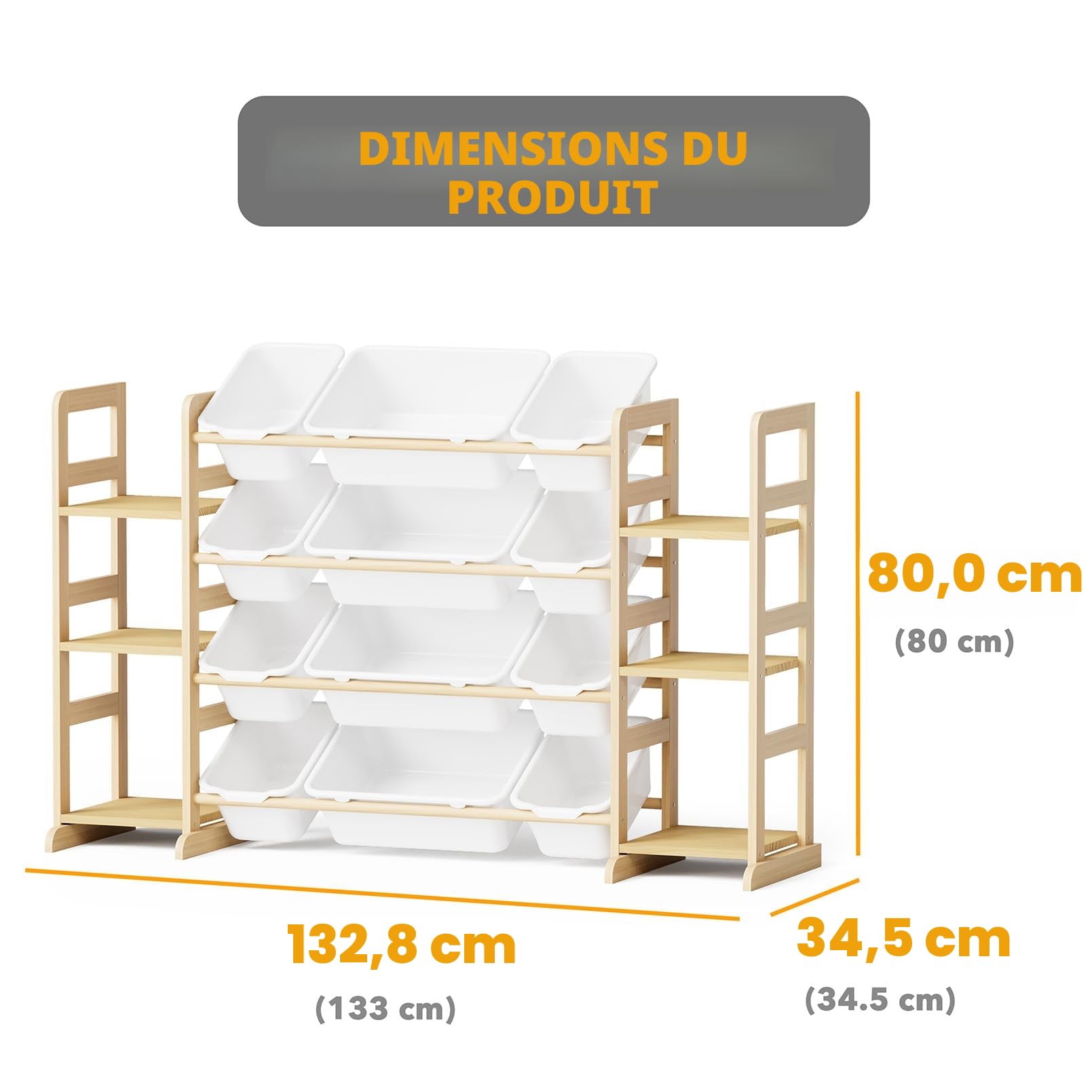 SpaceAid Meuble Rangement Enfant avec 6 Étagères et 12 Bacs, Bibliotheque Enfant, Meuble de Rangement Enfant avec Bacs pour Chambre et Salle de Jeux - Blanc