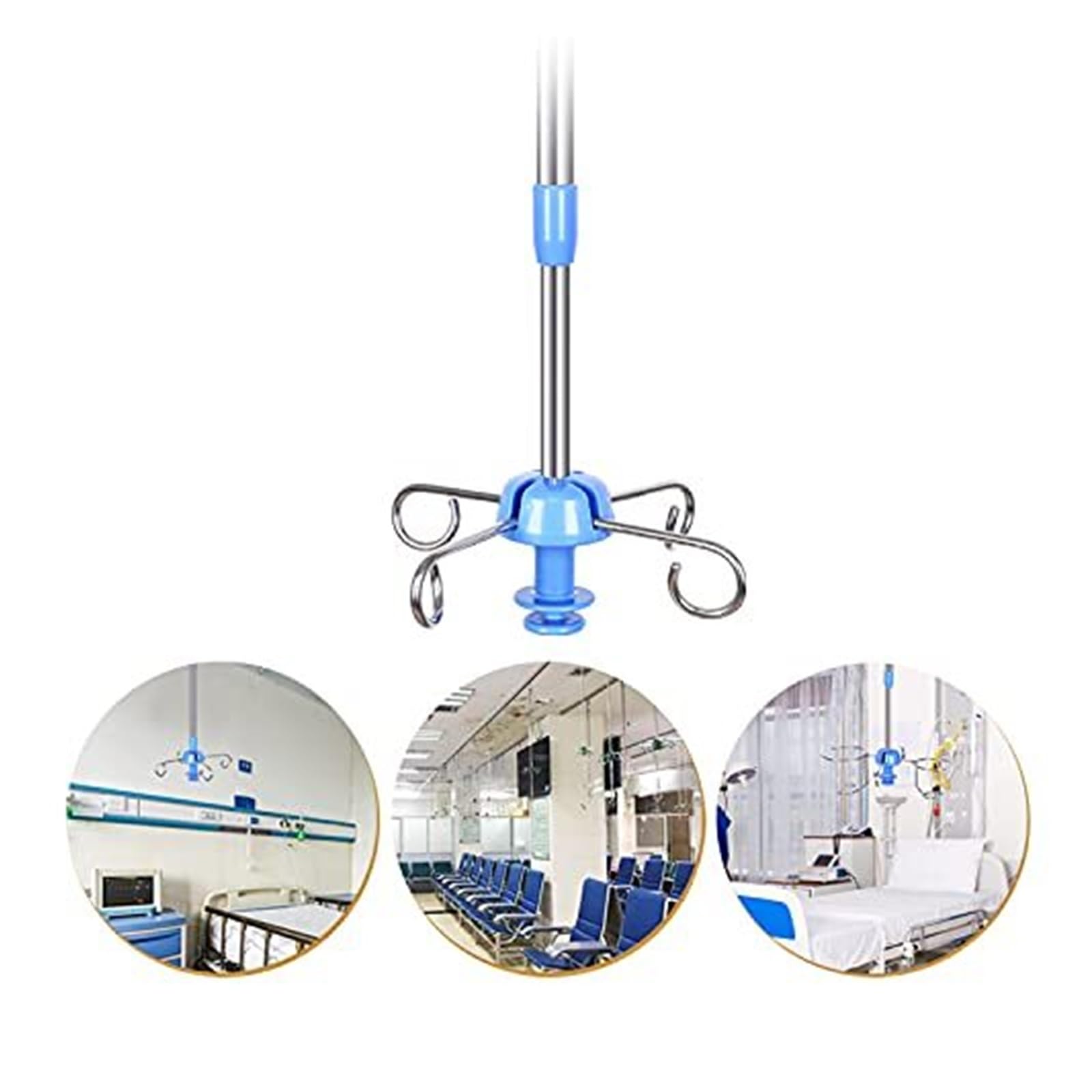 Supporto per gocciolamento IV con altezza regolabile, palo rotante IV per cliniche e case di cura, silenzioso, attrezzatura antigoccia IV con puleggia (100-150 cm) - durevole e stabile