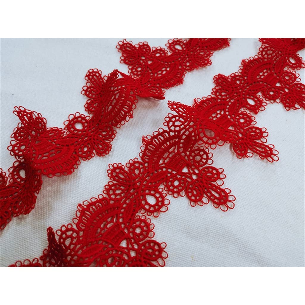 Générique Garniture de Bord de Ruban brodé en Tissu de Dentelle Soluble dans l'eau Rouge pour Rideaux Robe de mariée Bricolage Accessoires de Couture (Rosso 6cm)