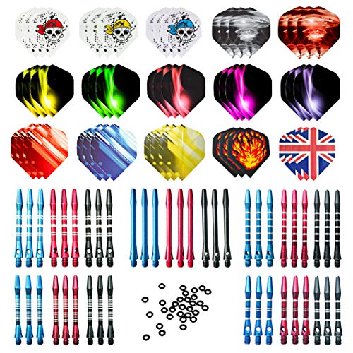 Lot de 45 tiges de fléchettes en aluminium de taille moyenne, tiges de fléchettes en métal, accessoires de fléchettes assorties 2BA avec joint torique Cover