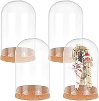 PHPandaHall 4pcs Cloche Glass Domes with Cork Base - 3.15x5in Clear Display Jars for Collectibles, Flowers, Figurines & Party Favors