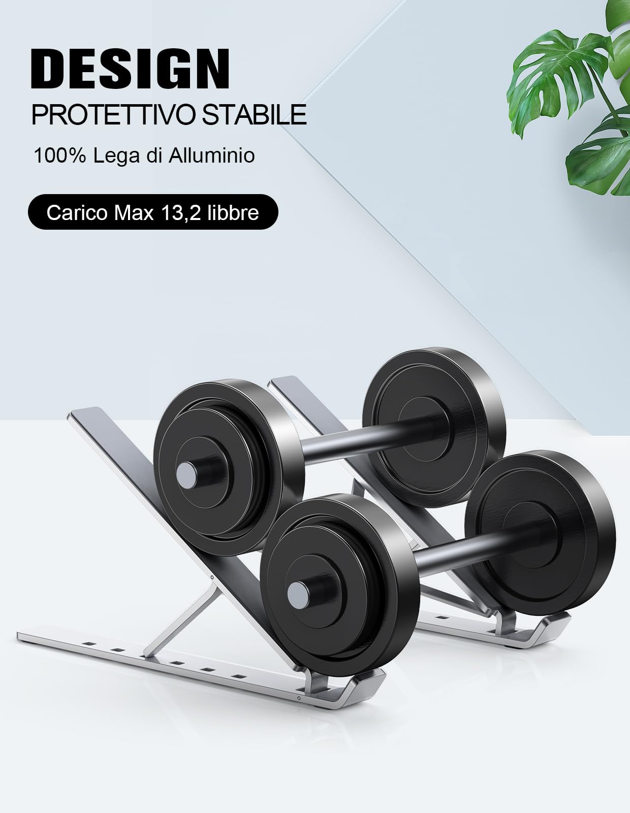 Babacom Supporto PC Portatile, 5-Levels Altezza Regolabile Supporto Laptop, Alluminio Ventilato, Leggero Ventole di Raffreddamento Elettroniche per PC Portatili Compatibile con MacBook 10-15,6” Laptop